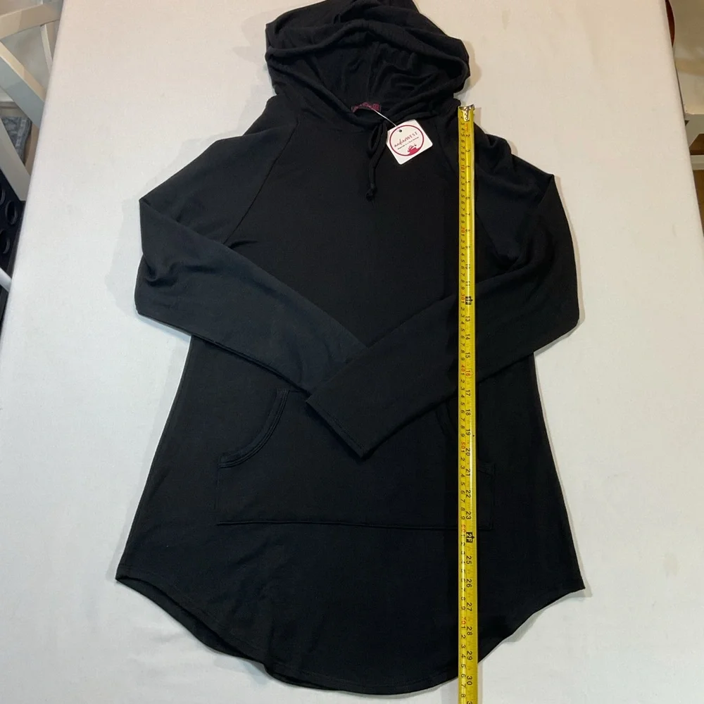 Nadine West NWT Sasha Rose Black Lightweight Long Sleeve Hoodie Dress, Size S - Picture 3 of 7